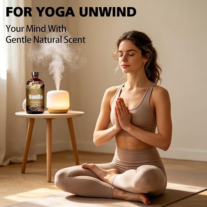 Vanilla Essential Oil, Vanilla Oil 4 Fl Oz 120ml for Diffuser Yoga Soap & Candle Making – with 0.33 Oz Roller Ball & Dropper YHSESSE Essential Oils