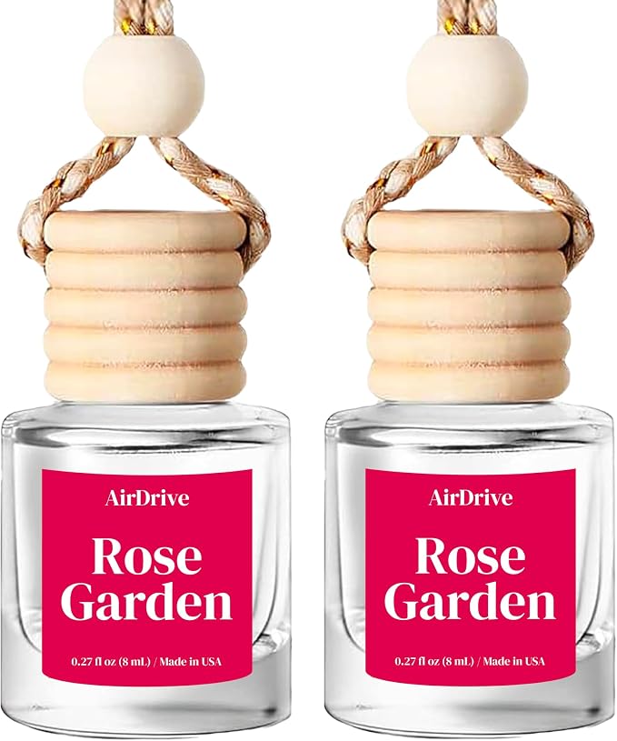 Car Air Freshener Floral Rose Garden 2 Pack Hanging Air Freshener Diffuser, Cute Car Accessories Air Freshner for Women & Men Gift Non-Toxic Car Scent Long Lasting Oil Diffuser Made in USA