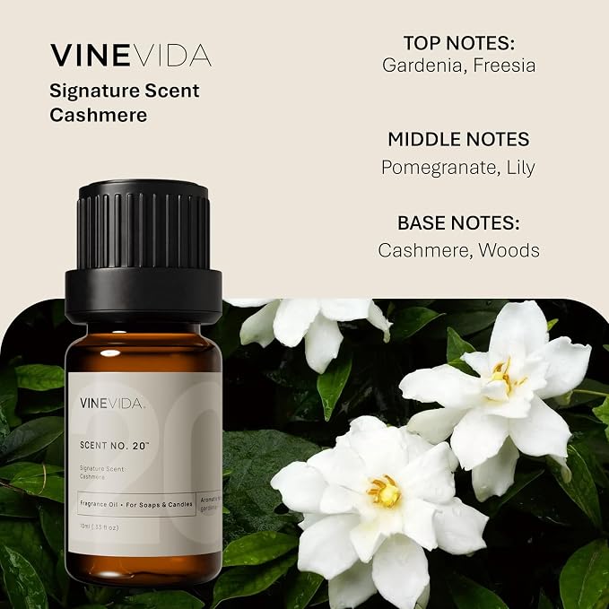 VINEVIDA [0.33oz] Cashmere Fragrance Oil for Candle Making and Soap Making - Premium Candle Scents for Soy Candles