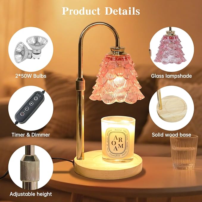 GEEZO Fragrance Candle Warmer Lamp，Electric Candle Warmer with Timer & Dimmer，Mom Christmas Birthday Gifts for Women, House Warming Gifts New Home Bedroom Decor