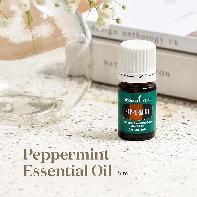 Young Living Peppermint Essential Oil | 5 ml | Refreshing Mint Aroma for Invigoration, Soothing Comfort, & Cognitive Clarity | Perfect for Diffusion, Topical Use, & Massage