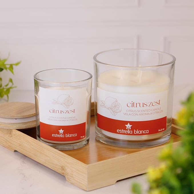 Citrus Zest Candle – 14.5oz Soy Wax Scented Candle with Bamboo Lid, Long-Lasting 60-Hour Burn for Home, Gifting & Everyday Freshness