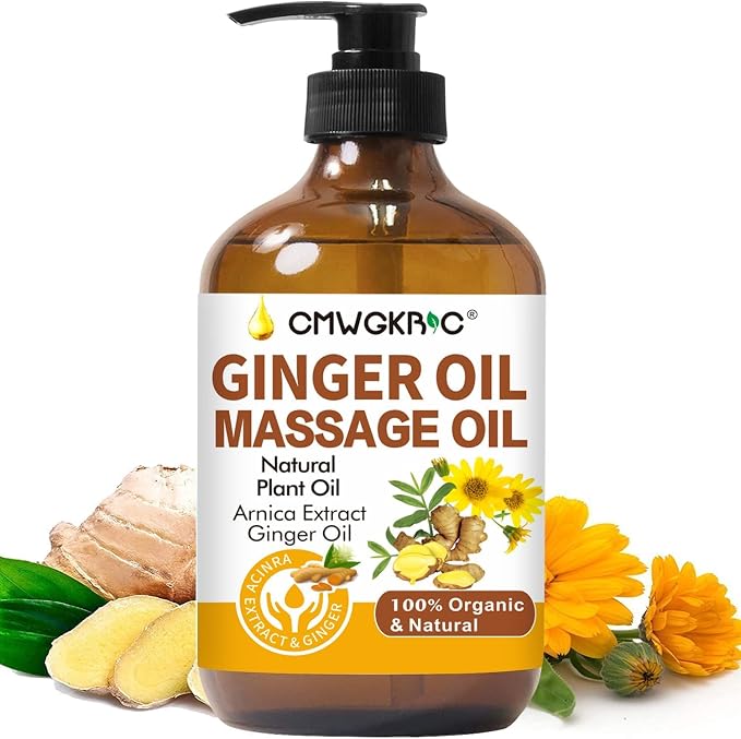 Lymphatic Drainage,Massage Oil for Massage Therapy,Ginger Oil,Ginger Massage Oil for Lymphatic Drainage Massager,Natural Body Oil for Skin,Arnica Oil,Sore Muslce Massage Oil-Warming and Relaxing