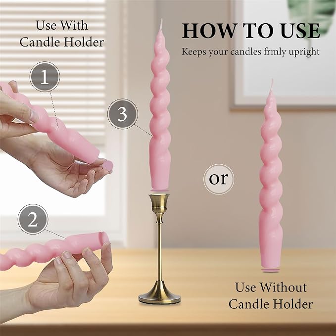 Taper Candle Wax Dots - 24pcs Spiral Sticky Dots White Adapter Small Adhesive, Soft Wax for Any Holder Accessories - Pink