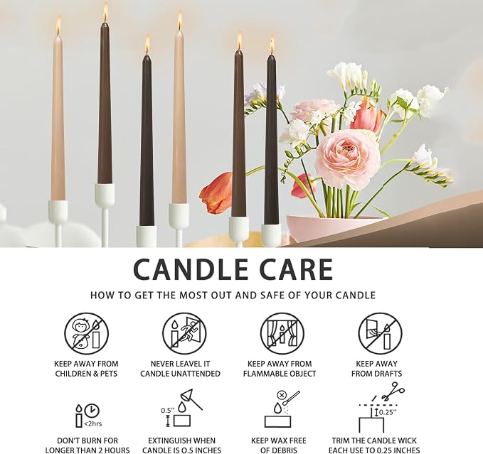 Dripless Candles Scented Candle Sticks - Gedengni 6pcs Gradient Colored Candles Brown Taper Candle Aromatherapy Candles for Dinner Wedding Party Decor Idea (8S-Bluebell)