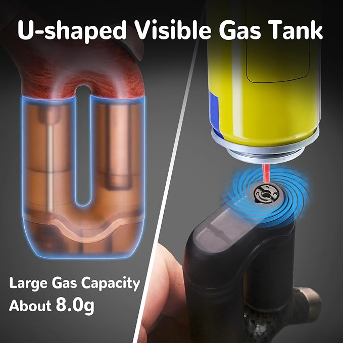 Laffizz 2 Pack Torch Lighter Single Jet Flame Refillable Butane Lighters Windproof Gas Torch Lighters Adjustable Jet Cool Lighter for Camping Candle BBQ Grill(Fuel Not Included)
