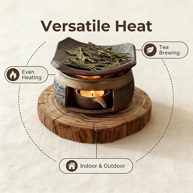 Ceramic Herb Burner Kit,Handmade Aromatherapy Stove for Essential Oils & Incense, Tealight Candle Holder Warmer for Home Office Meditation Relaxation (2)