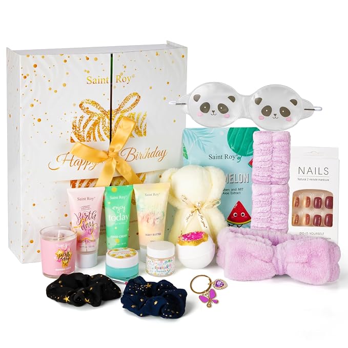 Birthday Gifts for Teens Birthday Gifts for Women Happy Birthday Surprise Box, 15pcs Spa Kit Gift, Gift Box for Teen Girls Unique Diy Nails Set, Luxury Birthdays Presents Spa Gift for Mom Daughter