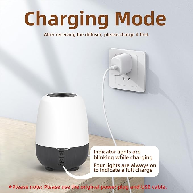 SEEDSEEL 150ML Rechargeable Battery Operated Essential Oil Diffuser, Portable Cordless Aromatherapy Diffuser,7-Hour Runtime with 7 LED Color Changing Lights