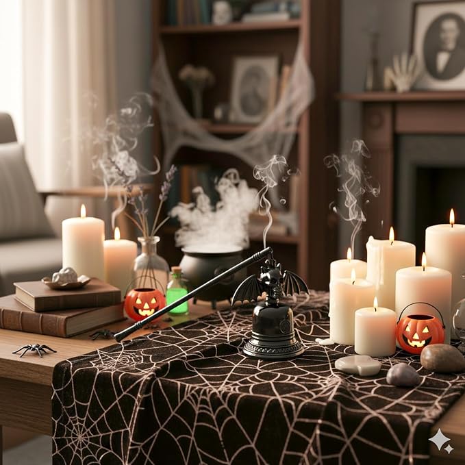 Candle Snuffer Accessory for Putting Out Extinguish Candle Wicks Flame Safely， Skull Candle Snuffers Accessory for Candle Lovers Suitable (Black)