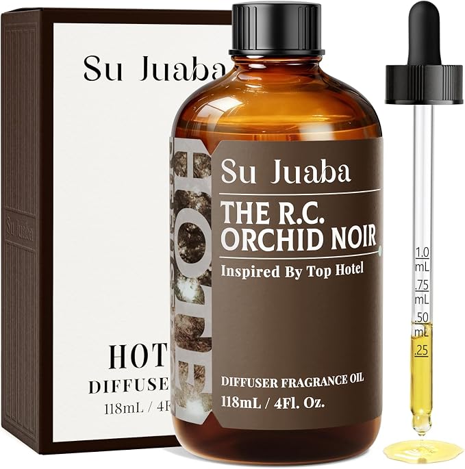 SU JUABA Orchid Noir Hotel Fragrance Oil - Inspired by Ritz Carlton Hotel Scent - for DIY & Essential Oils Diffuser for Home, Black Orchid Vanilla Sandalwood, 4Fl Oz