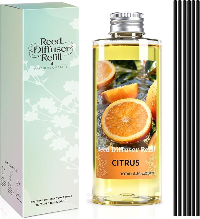 SCENTORINI Reed Diffuser Oil Refill, Citrus Diffuser Oil 6.76 Fl Oz, Natural Scented Essential Oil Refill Long Lasting Summer Home Fragrance for Room Spa Aromatherapy Bathroom Home Decor