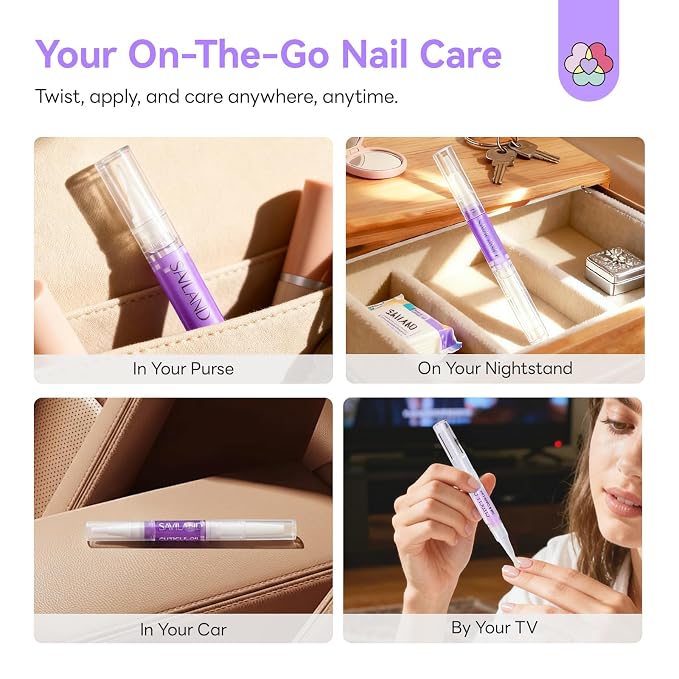 SAVILAND Natural Cuticle Oil Pen: 18 PCS Plant-Based Cuticle Oil for Nails Quick-Absorbing Nail Oil Pen with Vitamin E Deeply Repair Cuticle Softener For Damaged Dry Nails Nourish Skin Nail Care