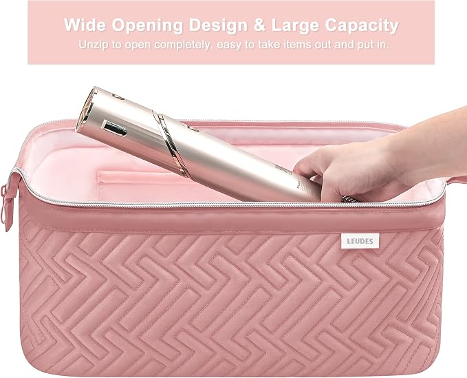 Leudes Hair Tools Travel Bag for Shark Flexstyle Carrying Case Portable Shark Hair Air Wrap Dryer Case Waterproof Dustproof Flat Curling Iron Travel Organizer (Dark Pink)