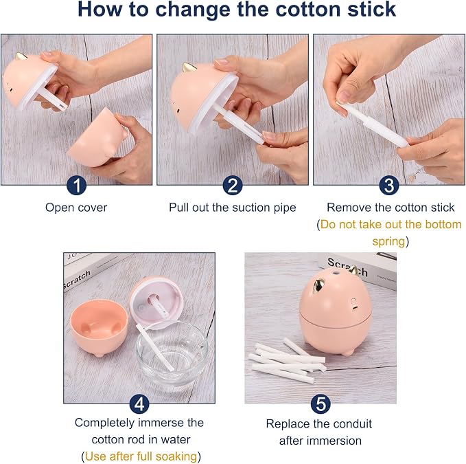 uxcell 24pcs Humidifier Cotton Stick, 10 x 100mm Refill Sticks Filter Replacement Wicks, Humidifier Filter Cotton Refill Travel Mini Humidifier Filters Sticks
