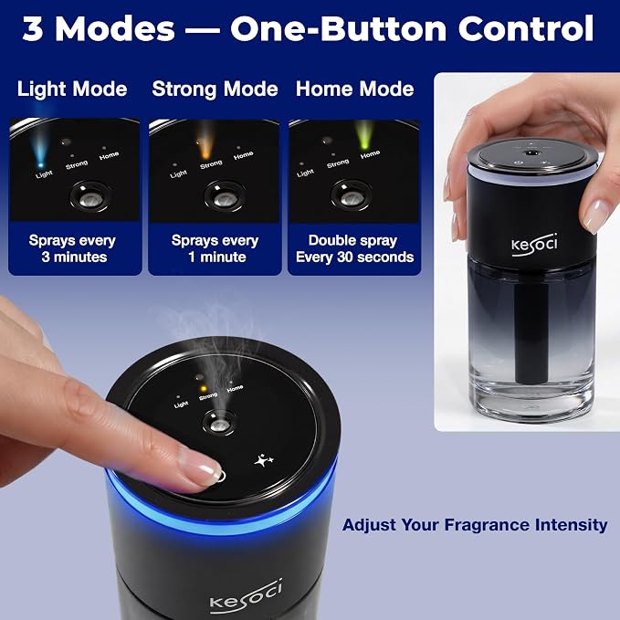 Smart Car Air Freshener Diffuser 160ML – Motion Sensor Activation, Car Fresheners Long Lasting with 3 Spray Modes, Car Diffuser Air Freshener with Rechargeable Battery for Cup Holder (Gardenia Bloom)