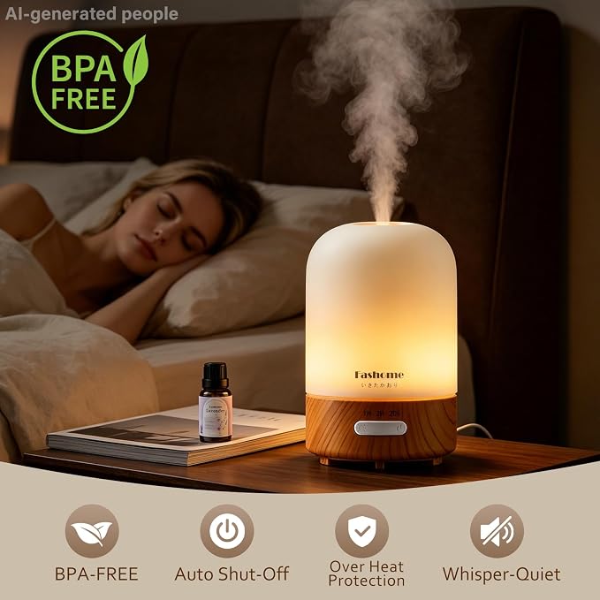 Essential Oil Diffuser for Home, Ultrasonic Cool Mist Air Aromatherapy Humidifier, Mini Scent Air Machine Portable Aroma Diffuser with Changing Lights & Auto Shut-Off for Home Bedroom Office Yoga