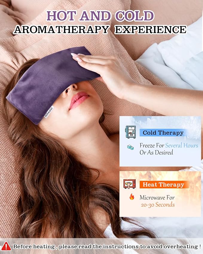 Relaxation Gifts for Women, Weighted Eye Mask for Sleeping, Yoga, Spa, Meditation, Lavender Eye Pillow Heated for Headache, Sinus & Dry Eyes Relief, Moist Heat Mask, Birthday Gifts for Mom (Purple)