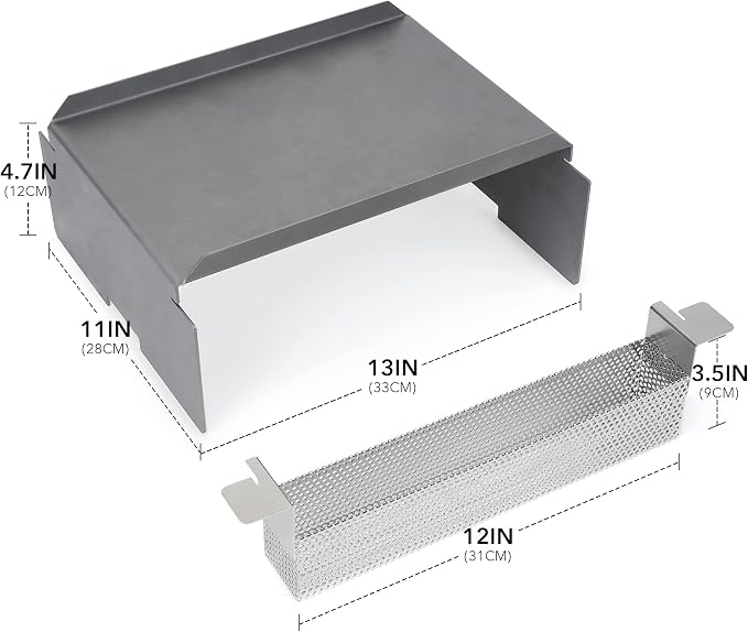 Stanbroil Heavy Duty Steel Heat Baffle Diffuser, Heat Deflector with Smoker Box, Heat Diffuser Replacement Part for Traeger, Camp Chef and Most Other Pellet Grills