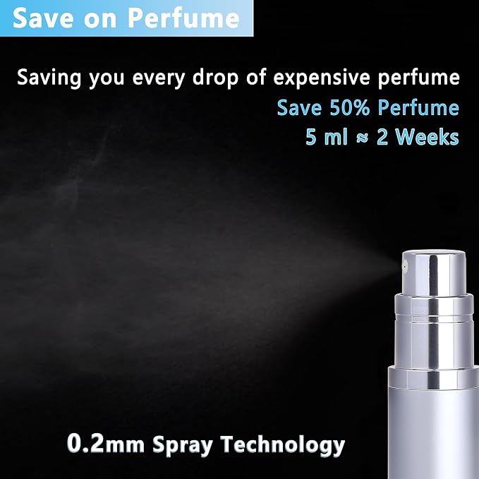 Travel Refillable Perfume Atomizer Bottle 3-Pack 5ml Leakproof Travel Perfume Refillable Bottle (Black & Gold & Silver)