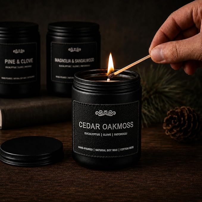 6 Pack Candles for Home Scented Aromatherapy Candles Gifts Set for Men, Men Candle Set, 42 oz 300 Hour Long Lasting Candles, Gifts for Mens Birthday Fathers Day Anniversary Present