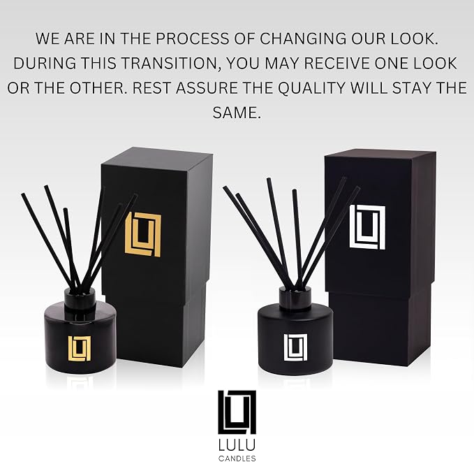 Lulu Candles | Reed Diffuser Set | Black Tea & Sage | 6 Reed Sticks | Scent Diffuser for Bedroom Bathroom Living Room & Office (4.2 FL Oz.)