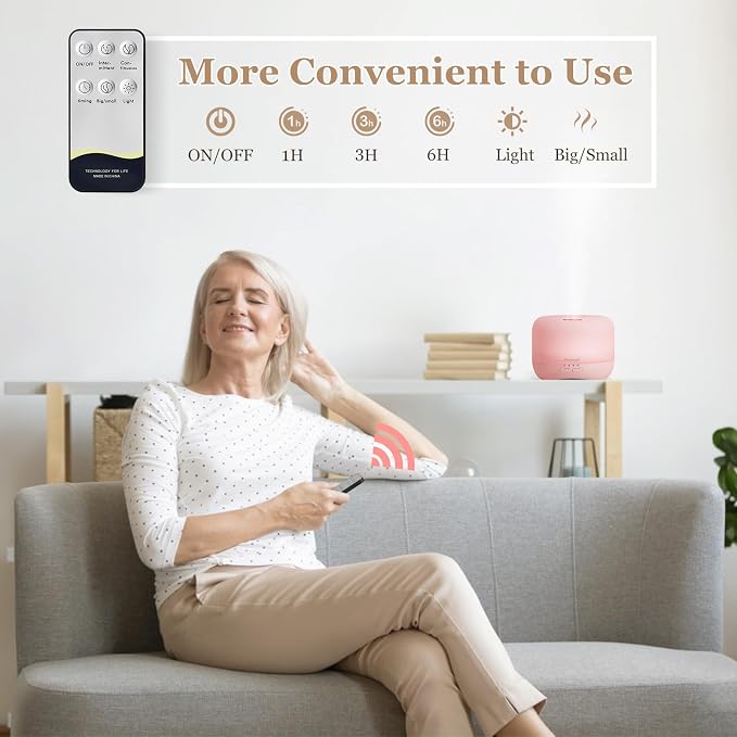 Aromatherapy Essential Oil Diffuser for Room: Air Humidifier Aroma Scent Cool Mist Colorful Lights Cute Small Large Auto Off Ultrasonic Diffusers for Home Bedroom Pink (300ml)