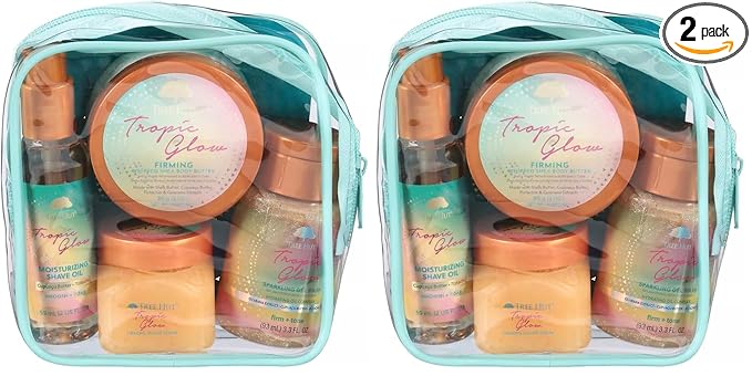 Tree Hut Mini Tropic Glow Everything Shower Gift Set, Exfoliating Sugar Scrub, Foaming Gel Wash & Whipped Body Butter, Hydrating Self-Care Kit for Soft, Glowing Skin (Pack of 2)