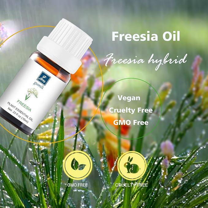 GM Gumili Freesia Essential Oil - Natural Perfume for Aromatherapy, Perfume Making, Candles, Soap, Room Spray, Diffuser Blends - Pure Fragrance, 10mL Undiluted - Pack of 2