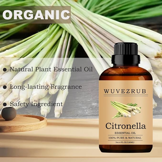 Citronella Essential Oils, 120ML Pure and Natural Essential Oil for Aromatherapy Diffuser - 4 Fl Oz