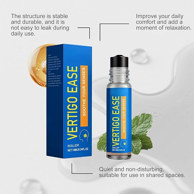 Vertigo Relief Roll On, Soothing Roll-On for Head Comfort | Natural Essential Oil Blend to Ease Feelings of Dizziness - Promote Relaxation - Portable 10ml