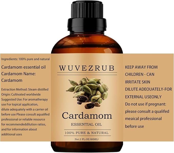 Cardamom Essential Oils 60ML, 100% Pure and Natural Essential Oil for Aromatherapy Diffuser - 2 Fl Oz/Cardamom