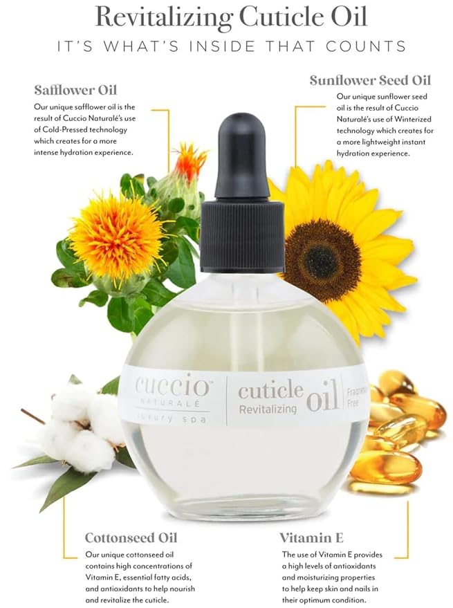 Cuccio Naturale Fragrance Free Revitalizing Cuticle Oil, Lightweight Fast-Absorbing Hydrating Nail & Cuticle Conditioner, Cold-Pressed Oils + Vitamin E, 2.30 Fl Oz