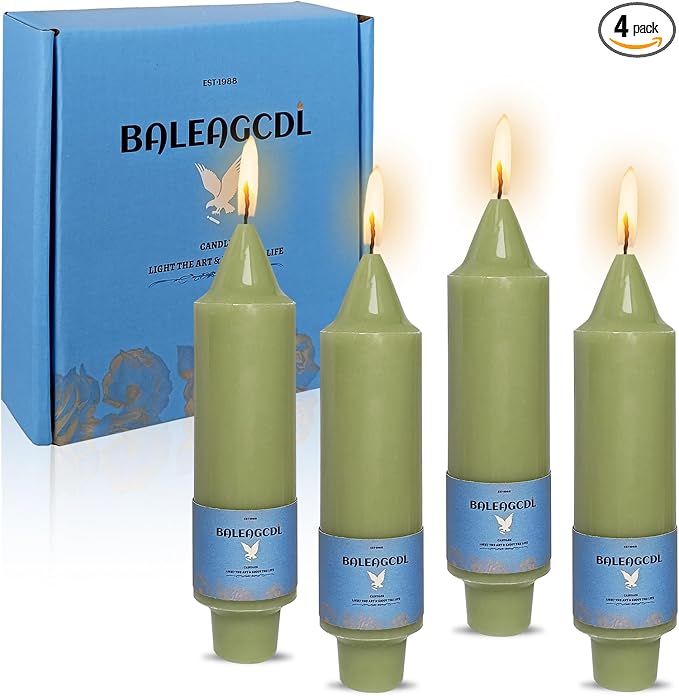 Smokeless Candlesticks Short Taper Candle,Unscented 5 Inches Grass Green Candle Sticks Dripless Tapered Candles for Home Décor Weddings Seasons Gifts(4pcs-Grass Green)