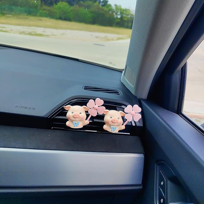 Cute Car Air Freshener Vent Clips, 3D Animal with Mini Fan Diffuser Vent Clip, Air Conditioning Decoration Car Accessories for Women and Men