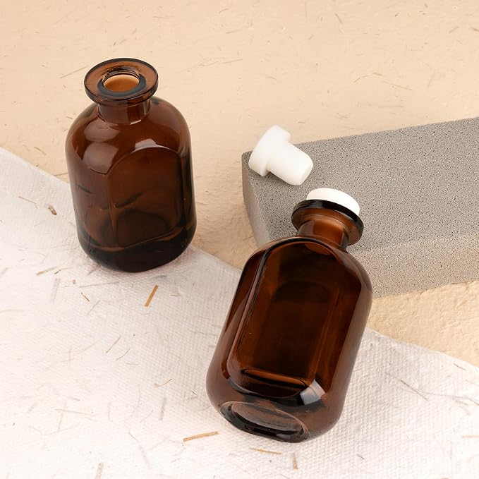 2 Pack 5oz/150ml Glass Reed Diffuser Bottles - Refillable Aromatherapy Storage Containers (Brown)