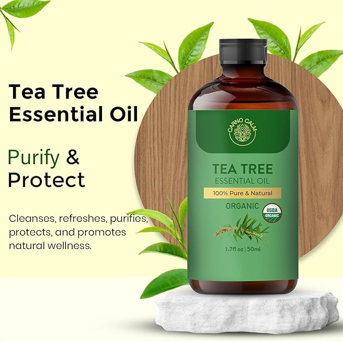 Tea Tree Oil for Skin– 100% Pure Organic Tea Tree Essential Oil for Face, Scalp, Nails, and Toenail – Therapeutic Grade Tree Tea Oil for Hair Growth & Acne | 1.7 fl. oz