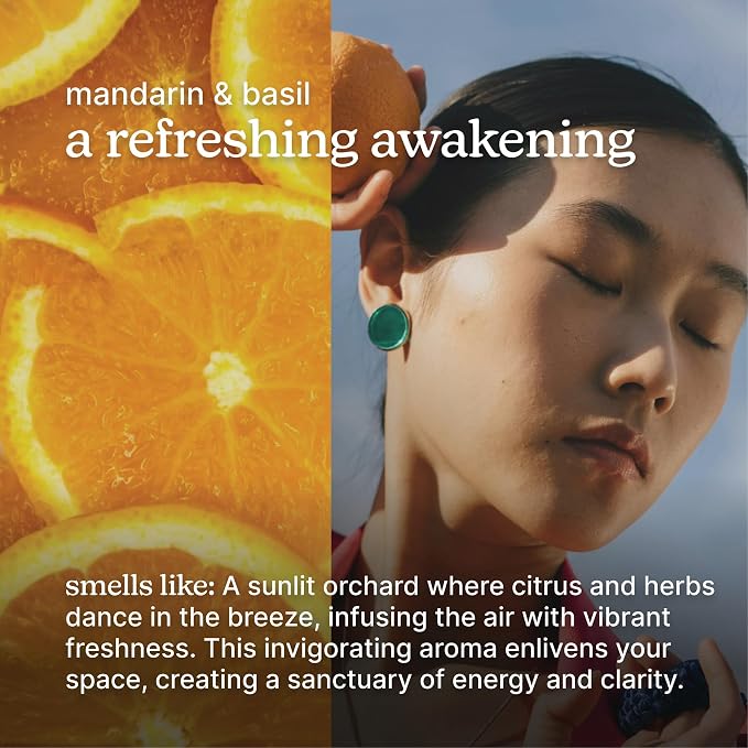 Homedics SereneScent Waterless Diffuser Oil Refill — Mandarin Basil (15ml). Compatible with Compact SereneScent Diffusers. Fresh Citrus & Herb Home Fragrance. Plug & Play