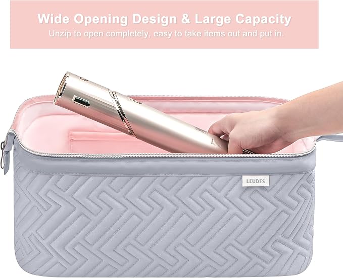 Leudes Hair Tools Travel Bag for Shark Flexstyle Carrying Case Portable Shark Hair Air Wrap Dryer Case Waterproof Dustproof Flat Curling Iron Travel Organizer (Light Gray)