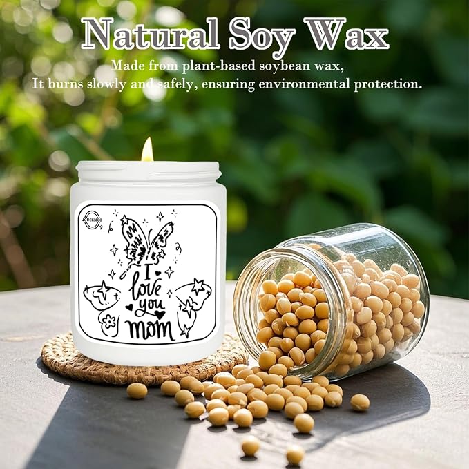 Gifts for Mom, Lavender Eucalyptus Scented Candles for Home Scented, Soy Wax Aromatherapy Candle, Non Toxic, 50 Hour Long Burning, Birthday, Thanksgiving, Mothers Day Gifts (I Love You Mom, Gold)