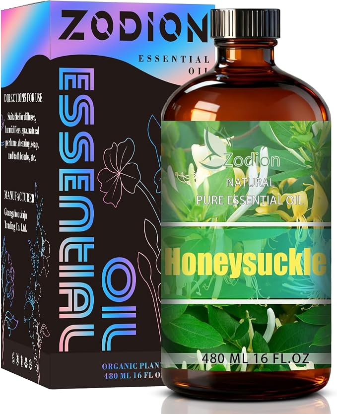 Honeysuckle Essential Oil - Honeysuckle Fragrance Oil for Diffuser, Massage, Humidifier, DIY Candle, Soap Making, Home, Bath, Yoga - 16 fl oz (480ml) - ZODION Essential Oils