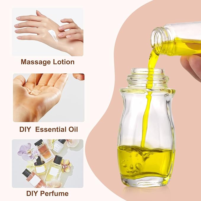 3-Pack 50ml Glass Deodorant Roller Bottles, Refillable Roll-On Bottles for Essential Oils, Perfume, Aromatherapy, Empty Travel-Size Rollerball Applicator Containers