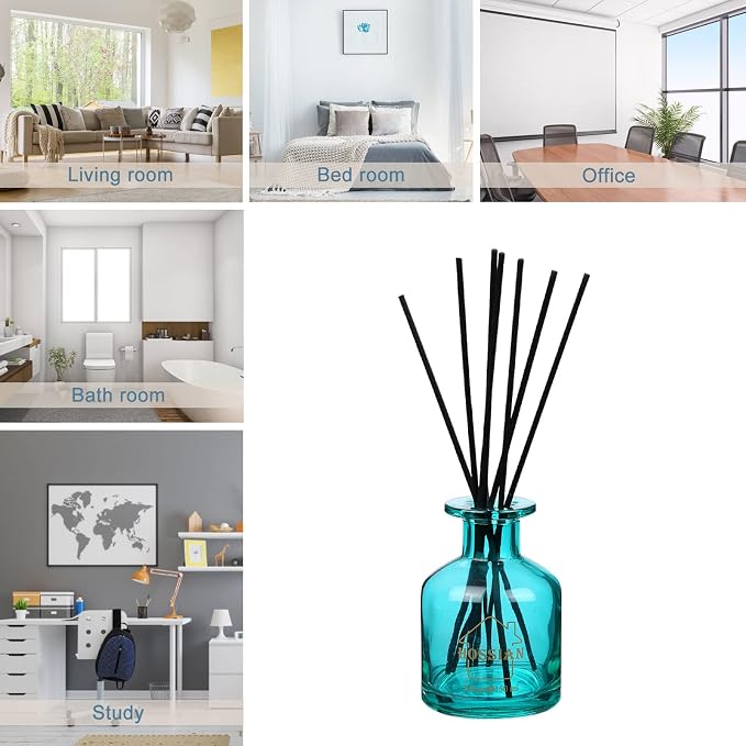 HOSSIAN 50pcs Reed Diffuser Sticks - Wood Rattan Reed Sticks - Essential Oil Aroma Diffuser Sticks - Spa Aromatherapy - Black - 7.87"/20cm