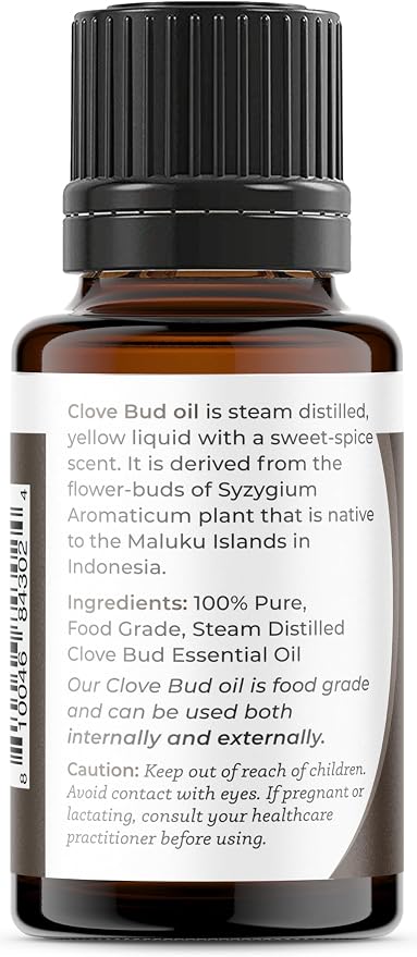 Viva Doria Clove Bud Essential Oil, 100% Pure, Natural Clove Essential Oil, Undiluted, for Aromatherapy | Food Grade, 15 mL (0.5 Fluid Ounce)