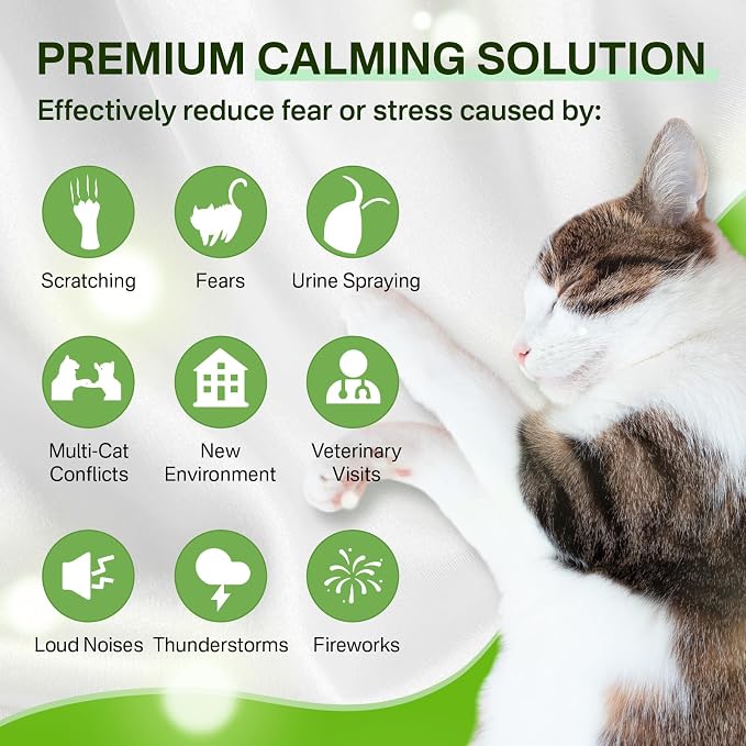 puyrzoe Cat Calming Diffuser with 3 Timing Functions, 6-in-1 Cat Pheromones Calming Diffuser Kit, 120-Day Anxiety Relief, Stress Reduction & Relaxation for All Cats (2 Diffusers + 4 Refills)