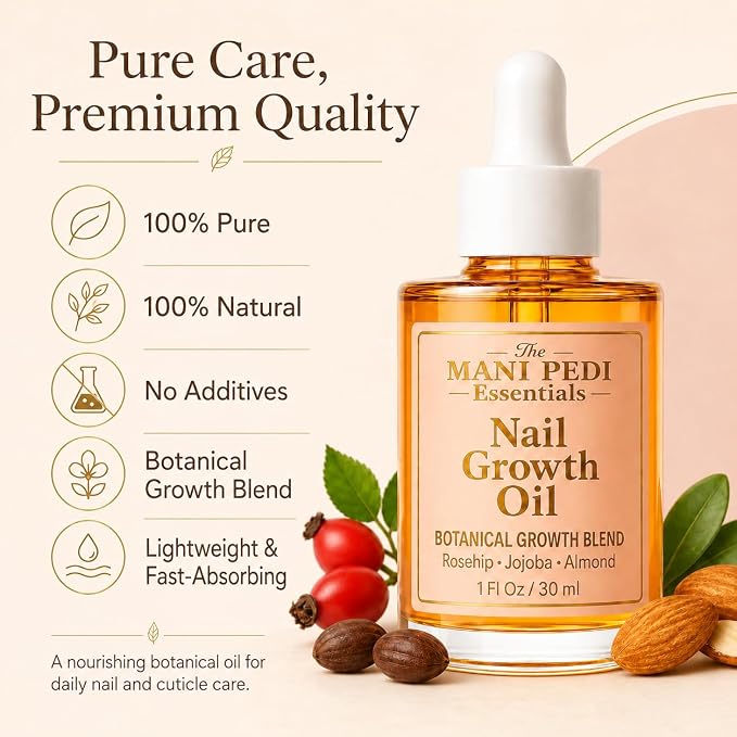 TMPE Nail Growth Oil 1 fl oz | Rosehip, Jojoba & Almond Oil Blend | Fast Nail Growth Serum for Stronger Longer Nails | Cuticle Oil Strengthener | Nourishing Nail Treatment for Brittle Damaged Nails