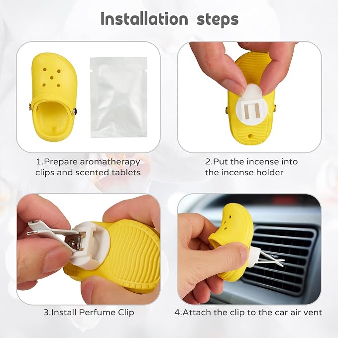 4 Pack Cute Shoe Air Vent Clips with 4PCS Refills Solid Car Air Freshener Air Conditioning Outlet Clips Car Dashboard Perfume Clip Car Interior Decor Accessories for Men/Women for Friend