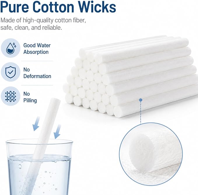 Mudder 24 pcs Humidifier Sticks Filter Refill 5.35''Mini Air Diffuser Pure Cotton Wicks Refill Humidifiers Filter Sticks Wicks for Small Portable Humidifier Diffuser in Office Bedroom Home