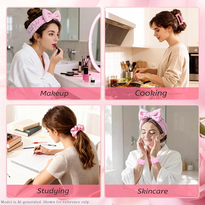 Small Gifts for Women - Spa Headband for Washing Face Set for Her | Soft satin and plush textures, hair hold, cozy wear, spa nights, birthdays, travel, ready to give for mom, wife, girlfriend