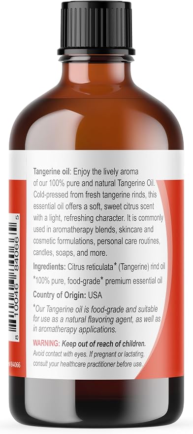 Viva Doria Tangerine Essential Oil, 100% Pure, Natural Essential Oil, Undiluted, for Aromatherapy | Food Grade, 118 mL (4 Fluid Ounce)